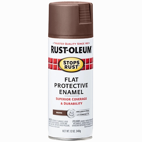12 OZ Stops Rust Protective Enamel Spray Paint - Flat Brown