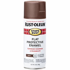 12 OZ Stops Rust Protective Enamel Spray Paint - Flat Brown