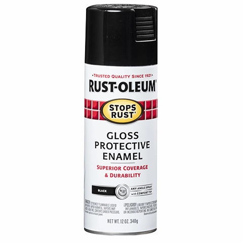 12 OZ Stops Rust Protective Enamel Spray Paint - Gloss Black