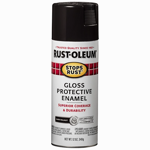 12 OZ Stops Rust Protective Enamel Spray Paint - Gloss Dark Walnut