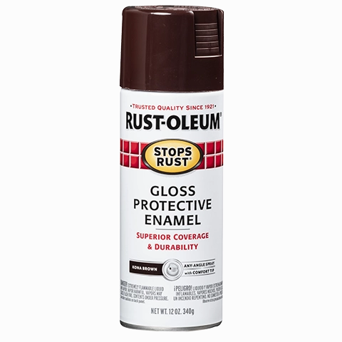 12 OZ Stops Rust Protective Enamel Spray Paint - Gloss Kona Brown