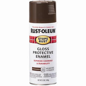 12 OZ Stops Rust Protective Enamel Spray Paint - Gloss Leather Brown