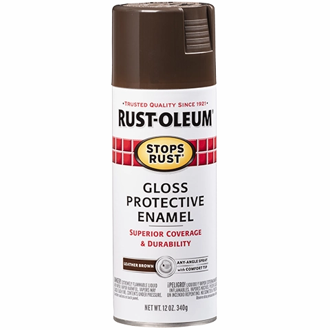 12 OZ Stops Rust Protective Enamel Spray Paint - Gloss Leather Brown