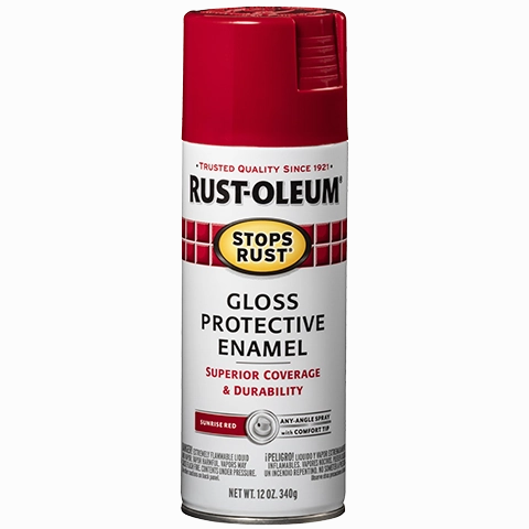12 OZ Stops Rust Protective Enamel Spray Paint - Gloss Sunrise Red