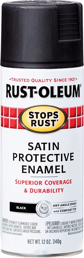 12 OZ Stops Rust Protective Enamel Spray Paint - Satin Black