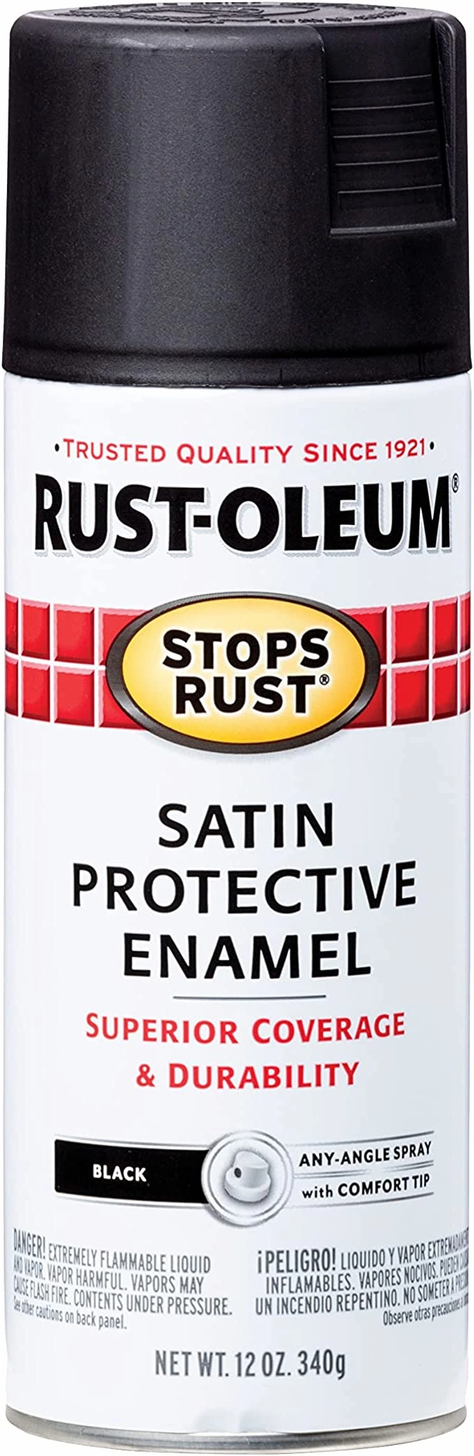 12 OZ Stops Rust Protective Enamel Spray Paint - Satin Black