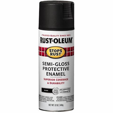 12 OZ Stops Rust Protective Enamel Spray Paint - Semi-Gloss Black