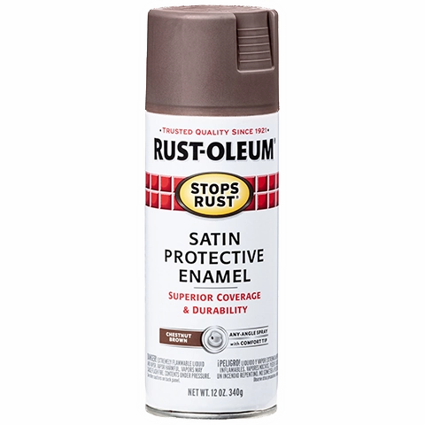 12 OZ Stops Rust Protective Enamel Spray Paint -Satin Chestnut Brown