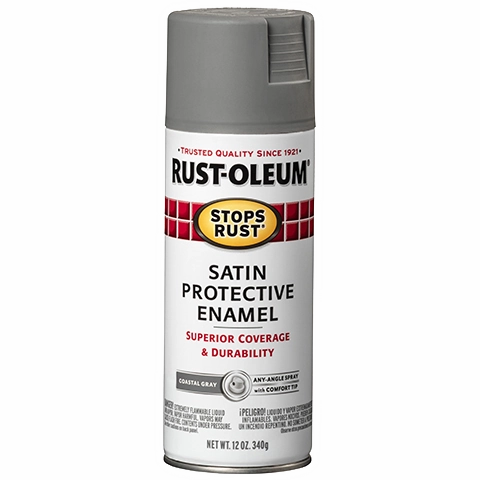 12 OZ Stops Rust Protective Enamel Spray Paint -Satin Coastal Gray