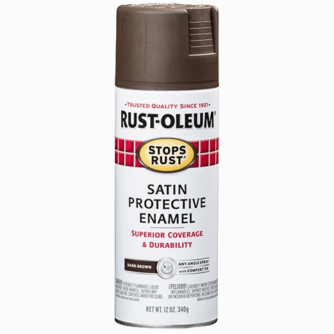 12 OZ Stops Rust Protective Enamel Spray Paint -Satin Dark Brown