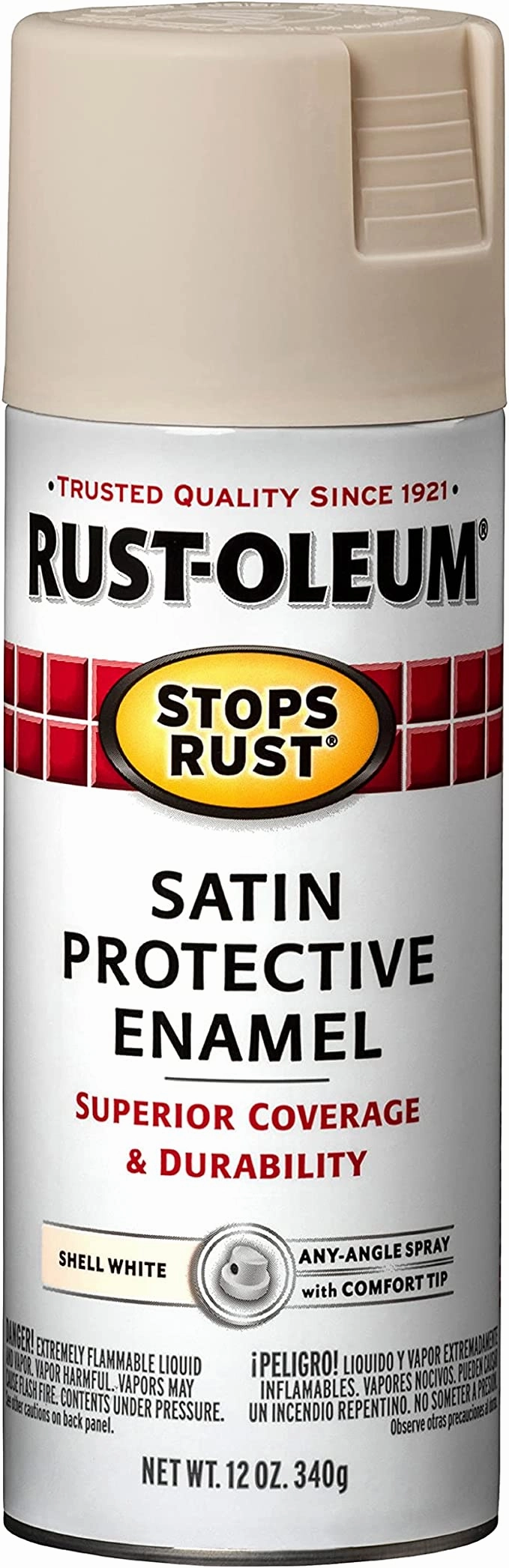 12 OZ Stops Rust Protective Enamel Spray Paint -Satin Shell White