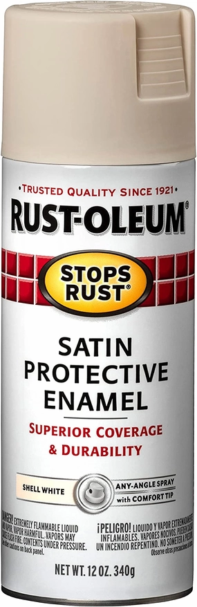 12 OZ Stops Rust Protective Enamel Spray Paint -Satin Shell White