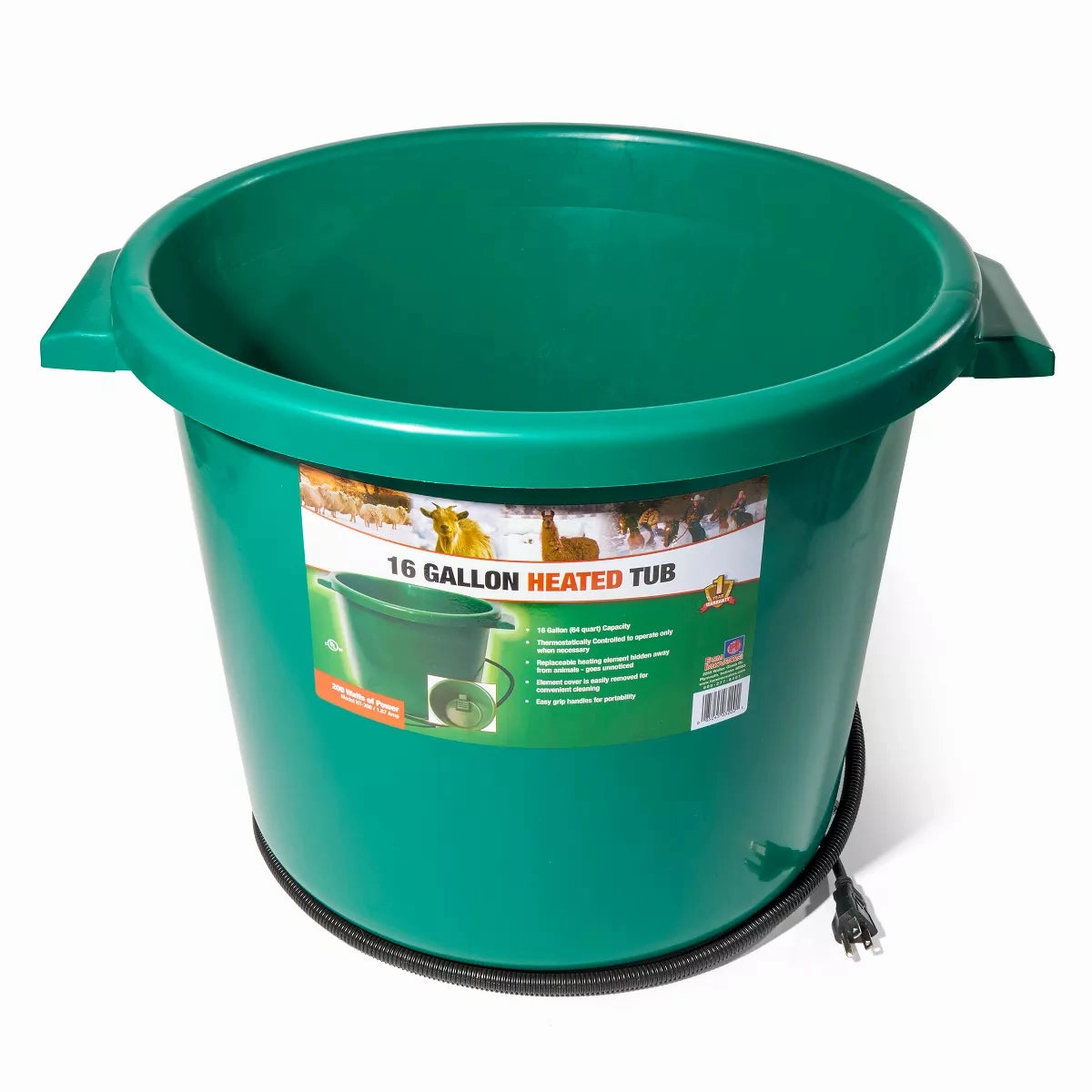 16 Gallon Flat Back Heated Bucket
