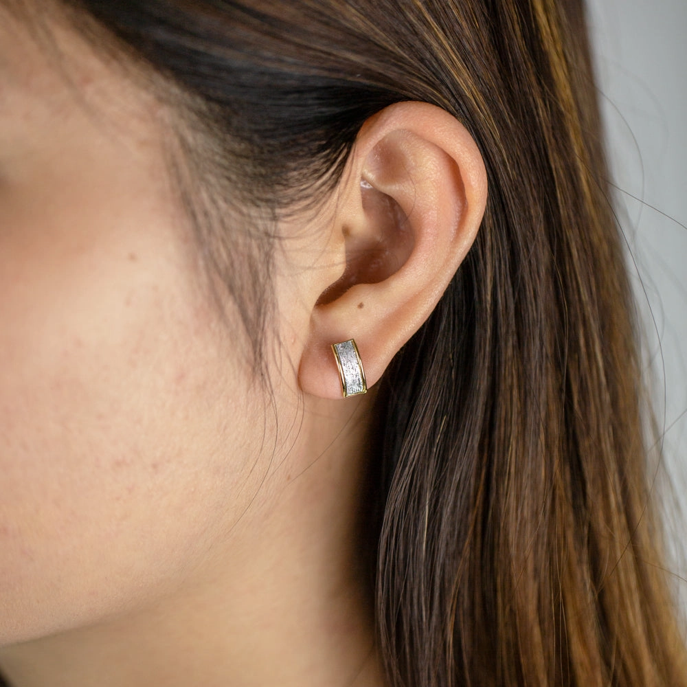 9ct Silver Filled Stardust Half Hoop Earrings
