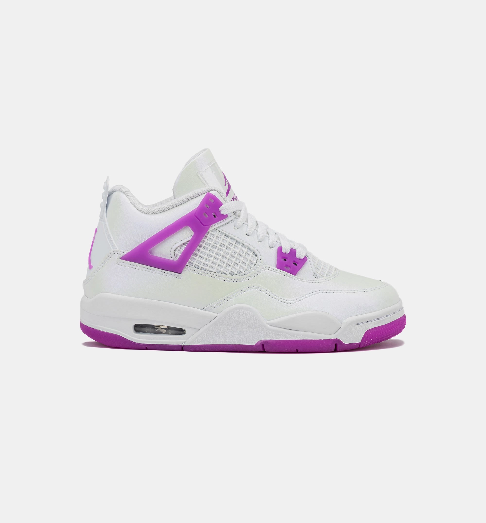Air Jordan 4 Retro Hyper Violet Grade School Lifestyle Shoe - White/Hyper Violet