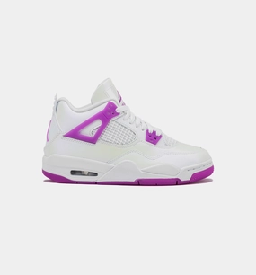 Air Jordan 4 Retro Hyper Violet Grade School Lifestyle Shoe - White/Hyper Violet