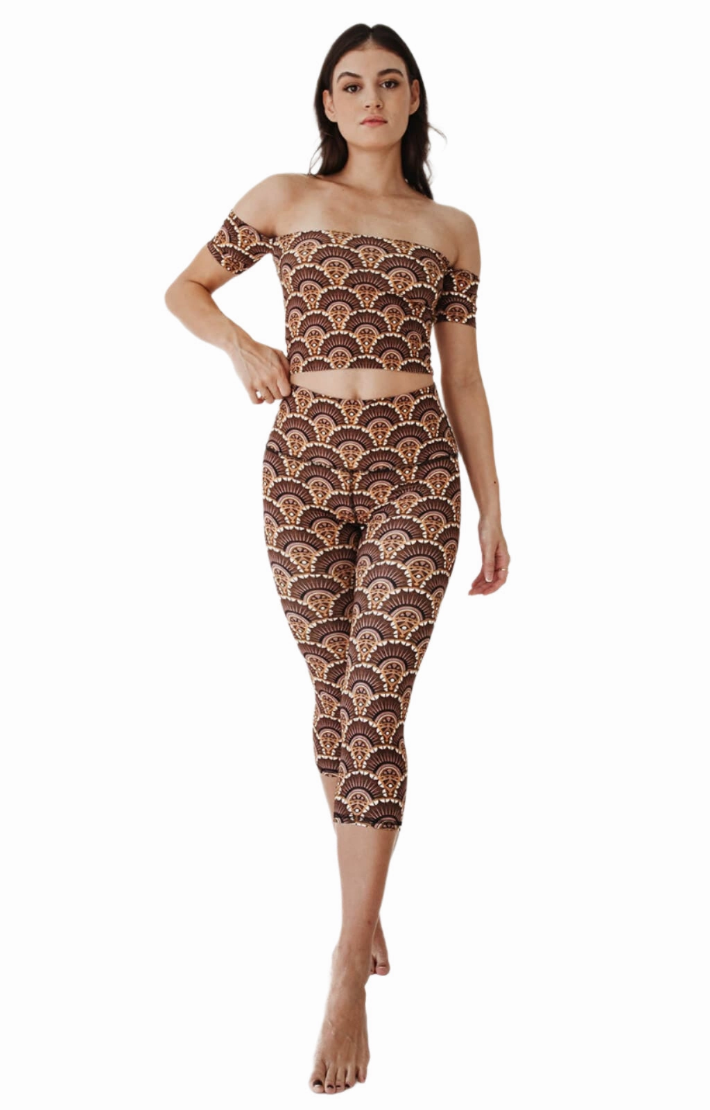 Art Deco Printed Yoga Crops by Yoga Democracy