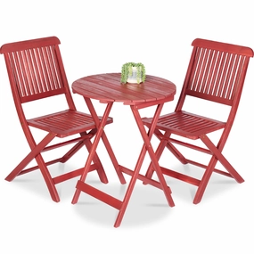 Best Choice Products 3-Piece Acacia Wood Bistro Set, Folding Patio Furniture w/ 2 Chairs, Table - Ruby