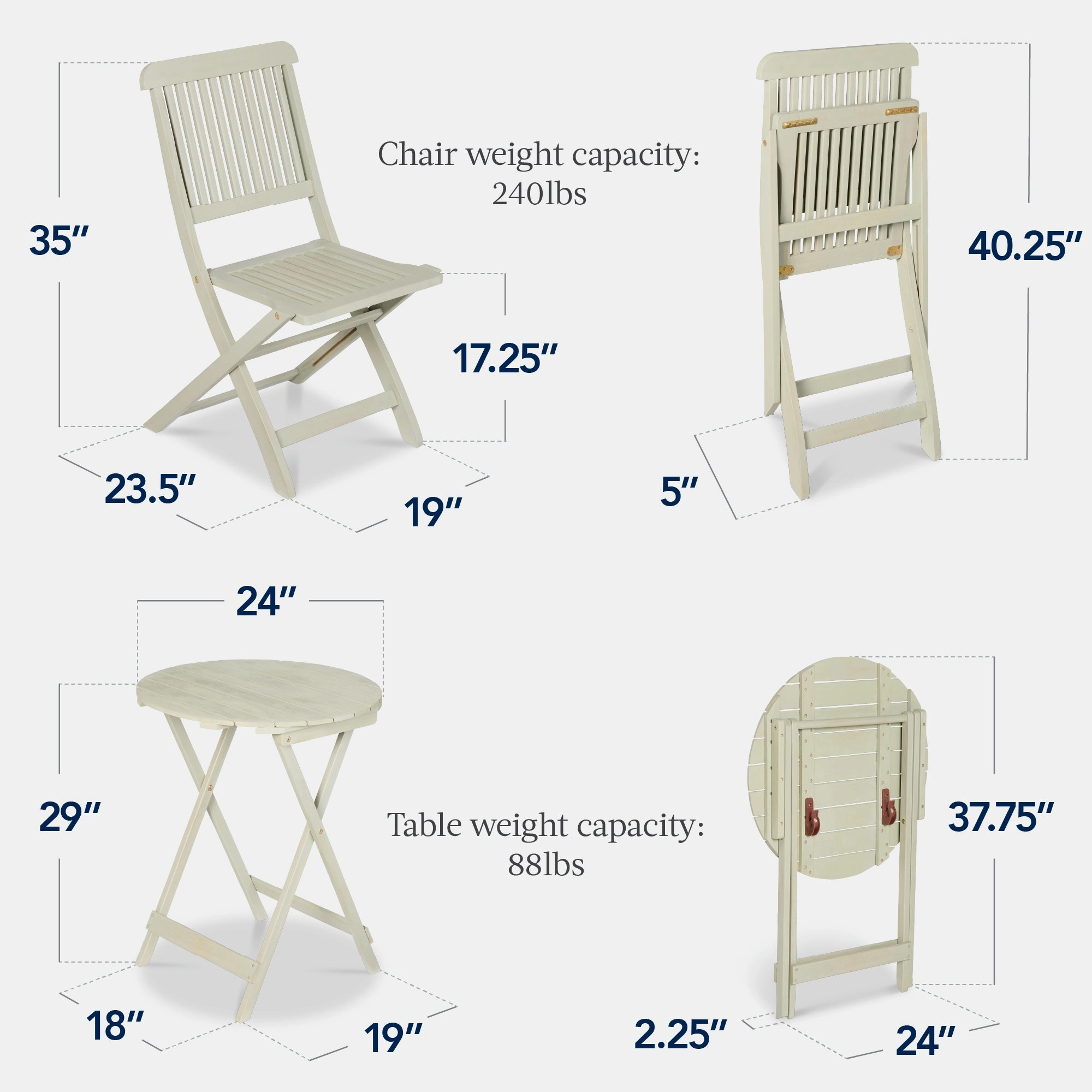 Best Choice Products 3-Piece Acacia Wood Bistro Set, Folding Patio Furniture w/ 2 Chairs, Table - Sage Green