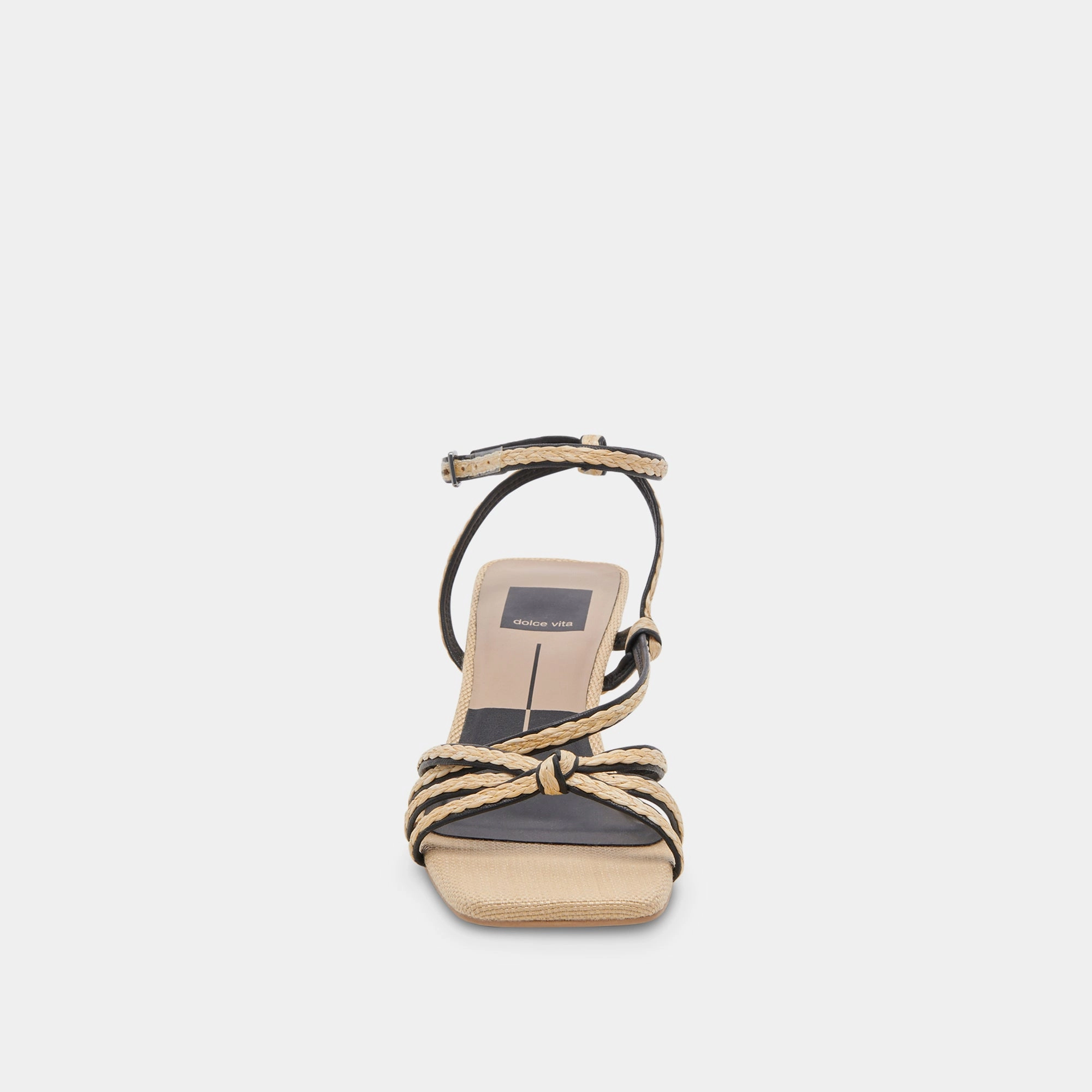 BEV BRAID HEELS BLACK NATURAL JUTE
