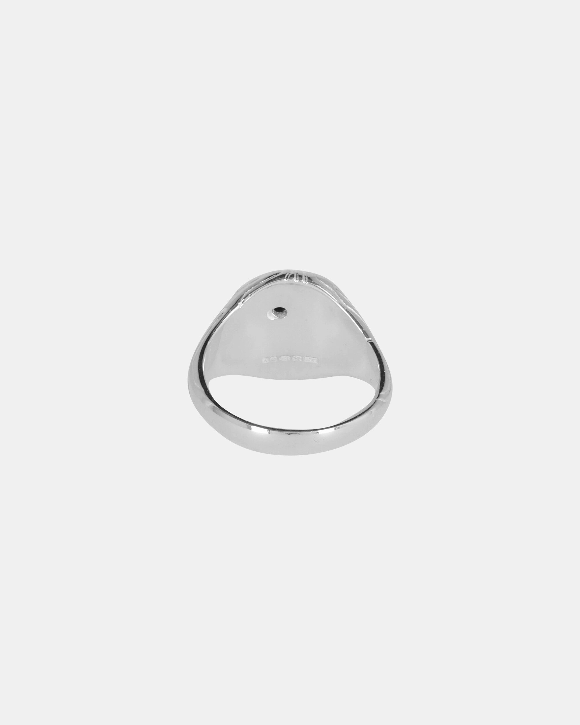 Black Diamond Globe Signet Ring Silver