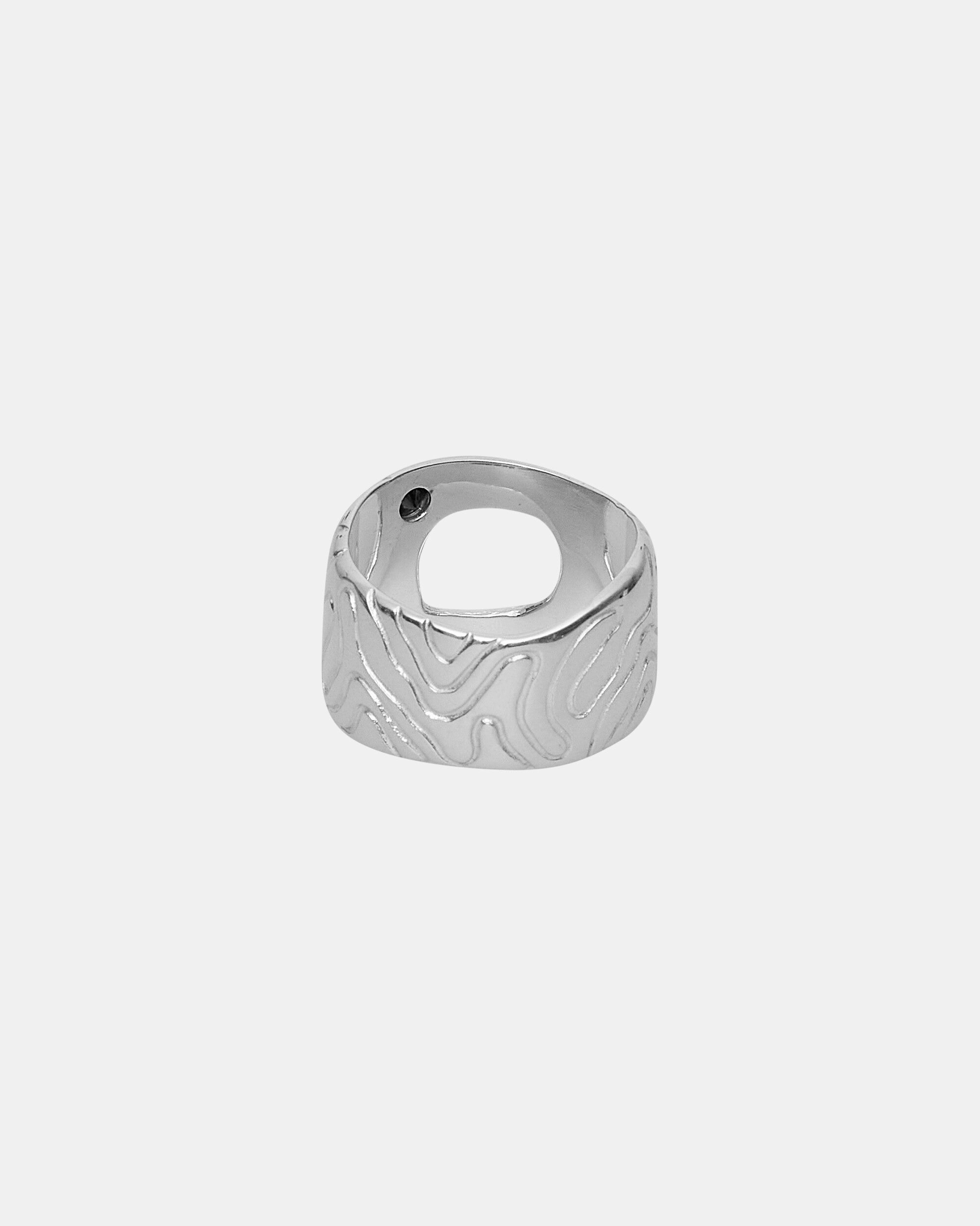 Black Sapphire Globe Ring Silver