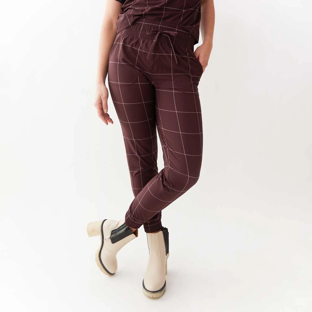 Destination Joggers, Maroon Windowpane
