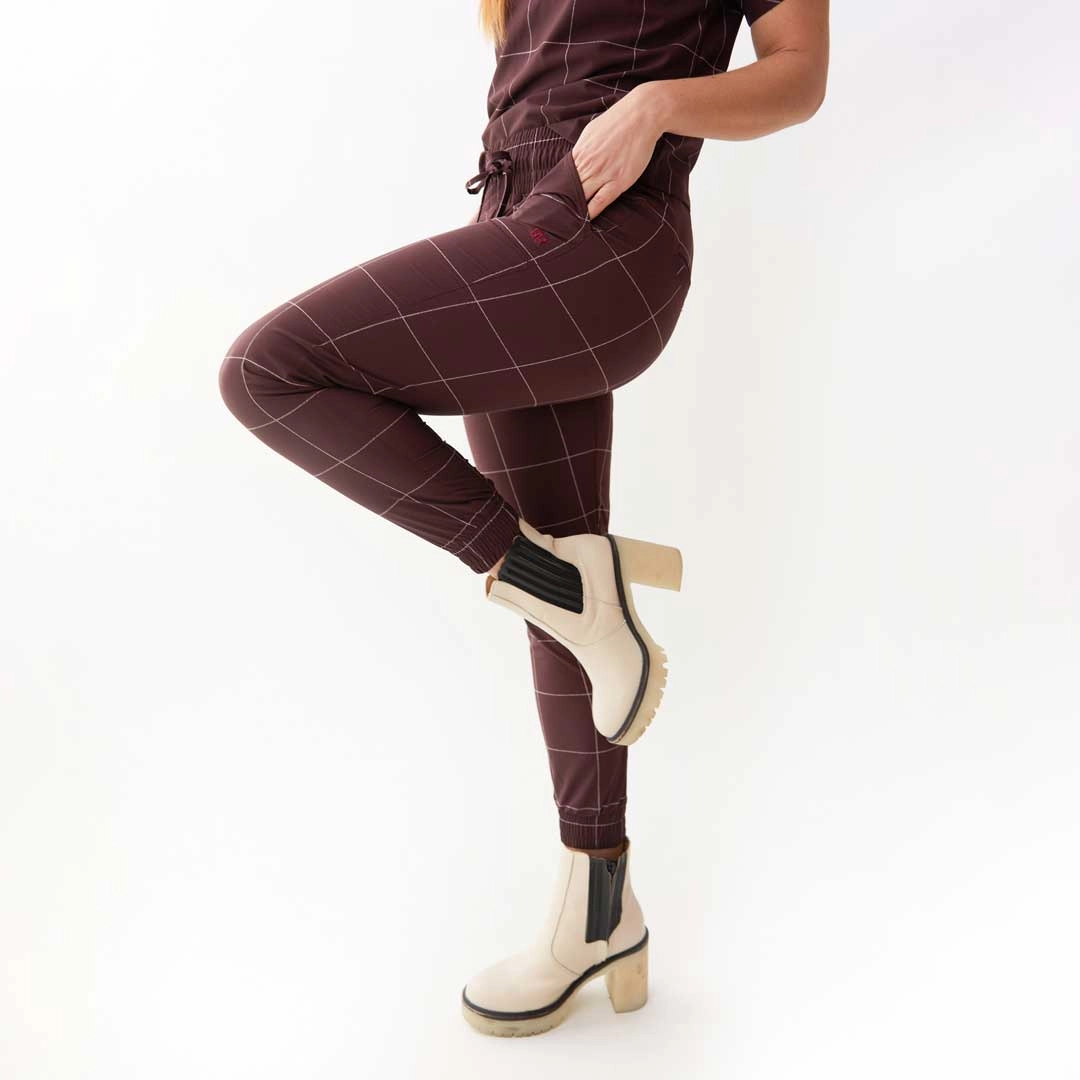 Destination Joggers, Maroon Windowpane