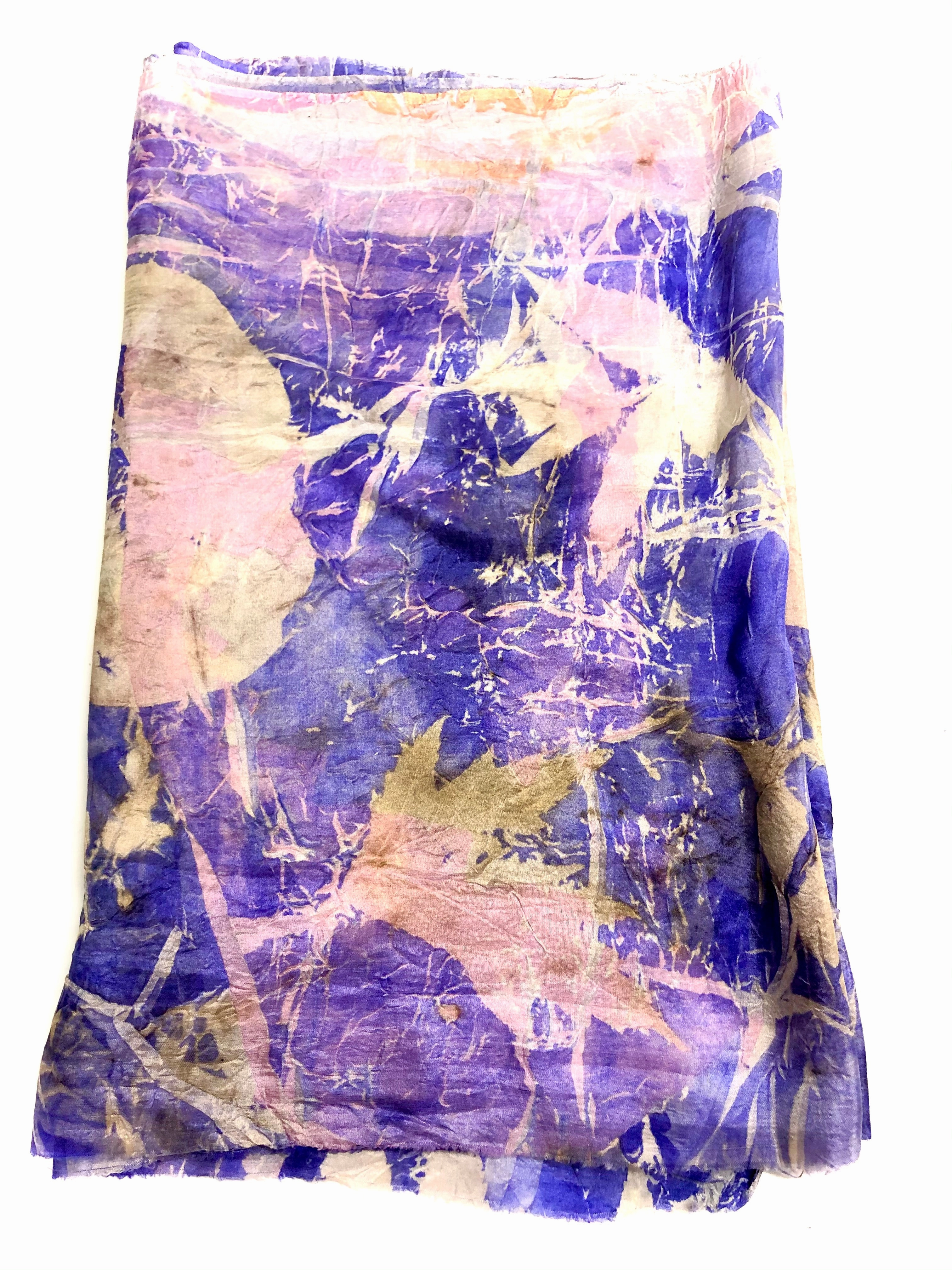 Ecoprinted silk scarf #40