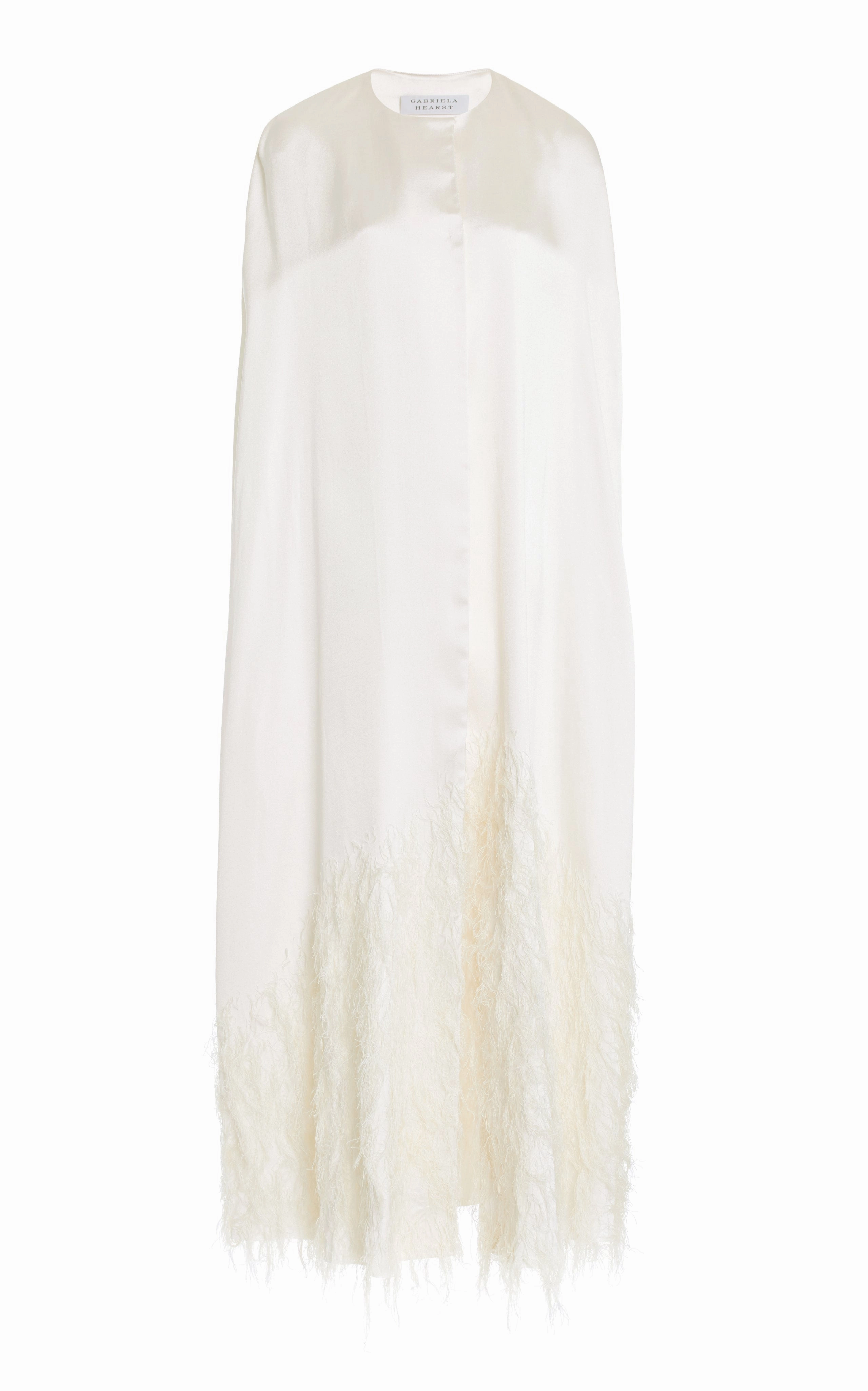 Hillman Feather Cape in Ivory Silk Satin