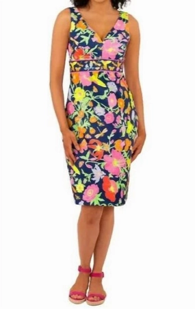 Jersey Harlot Midi Dress In Navy/bright