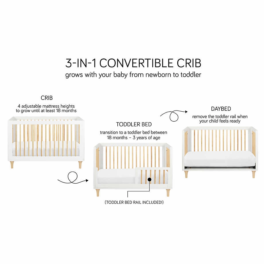 Lolly 3-in-1 Convertible Crib with Toddler Bed Conversion Kit