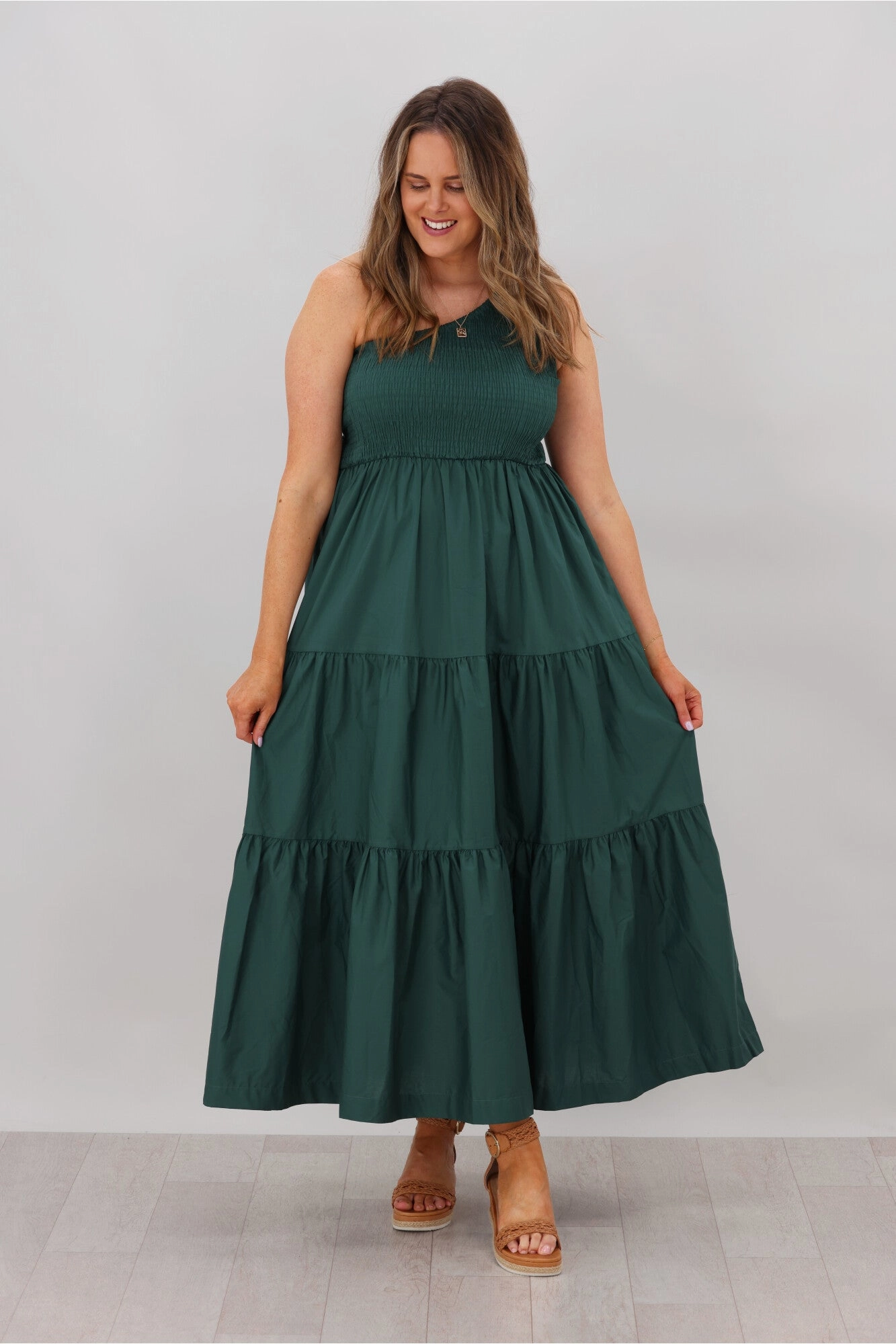 Natural Bay Opal One Shoulder Dress Teal