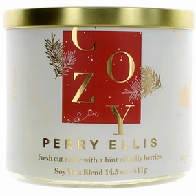 Perry Ellis Soy Wax Blend 3 Wick Candle - Fine Fragranced Cozy, 14.5 oz