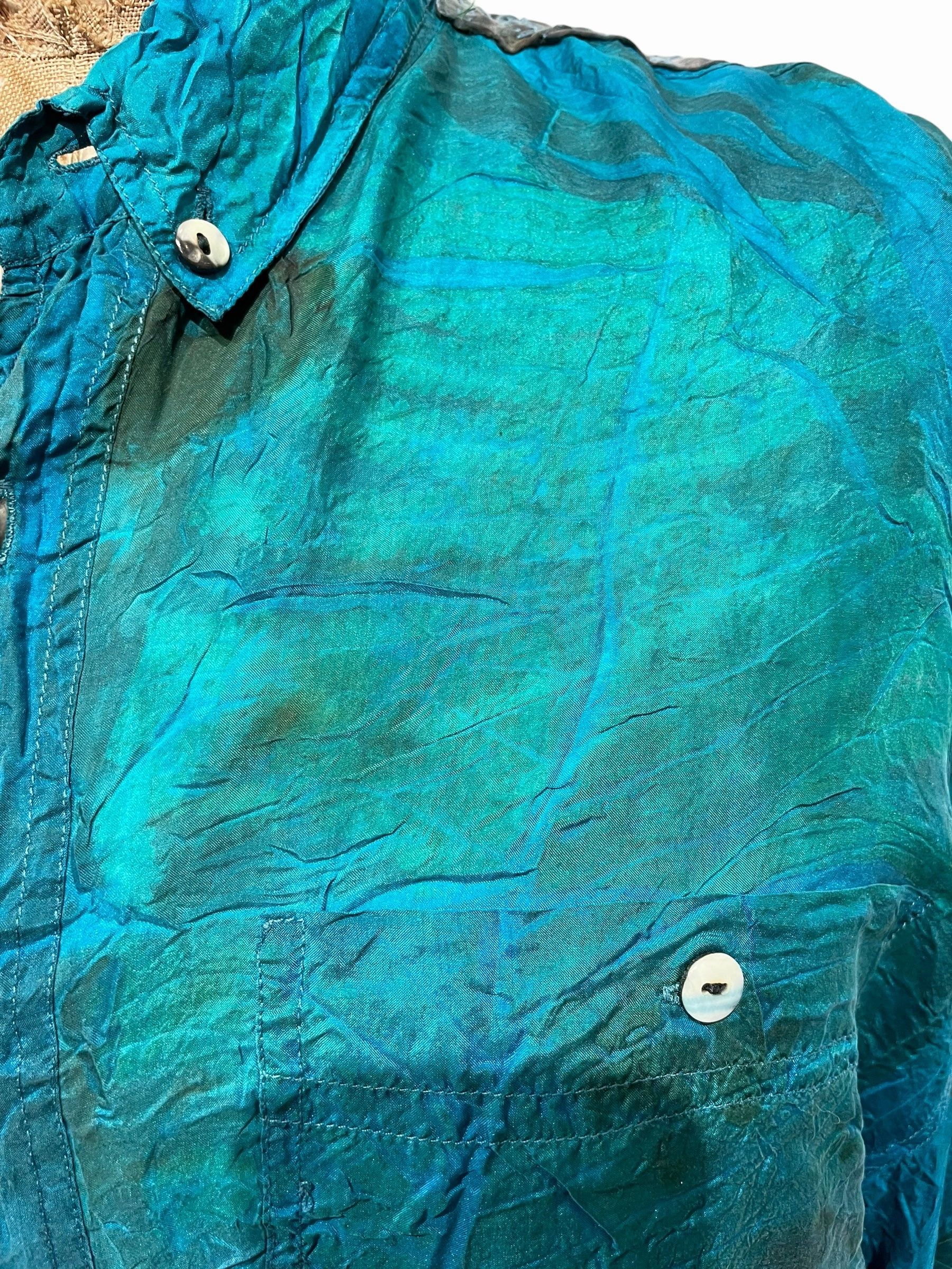 Silk eco dyed long sleeve blouse