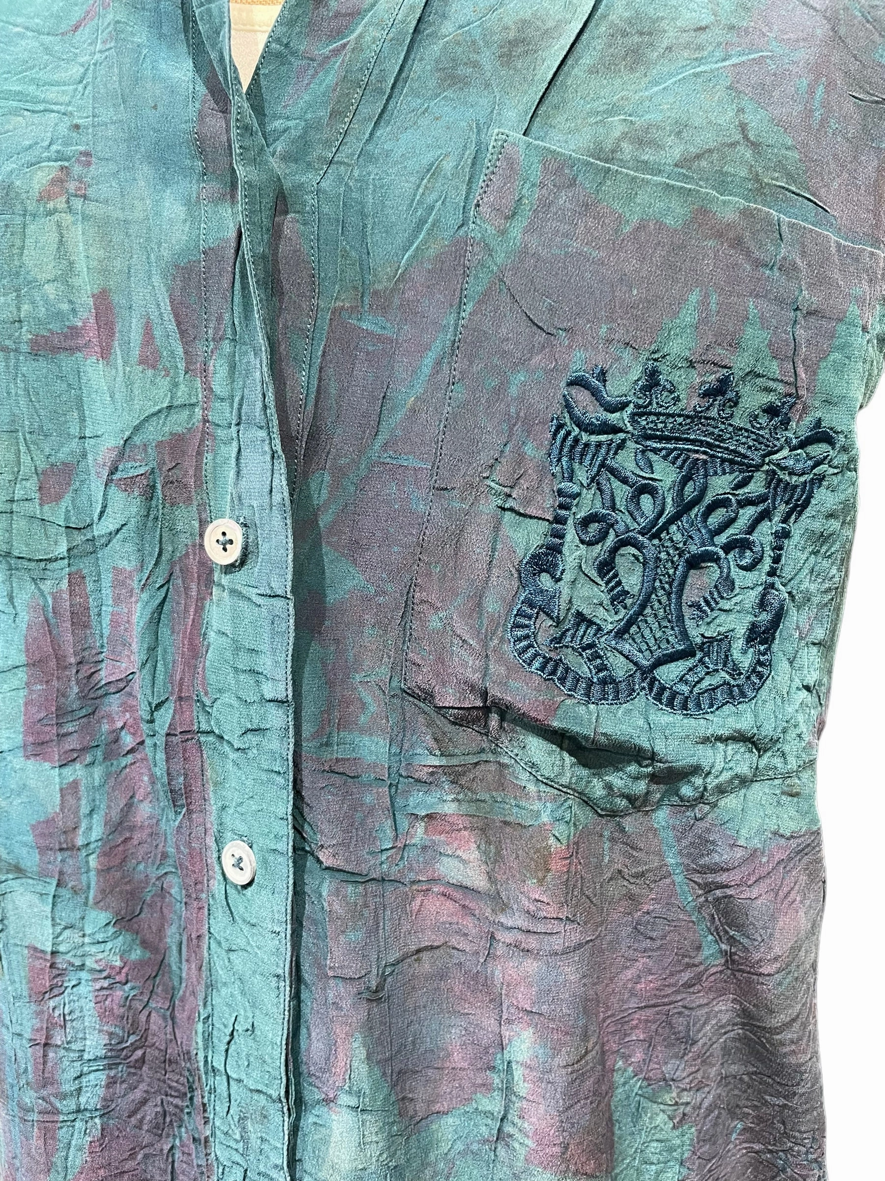 Silk eco dyed long sleeve blouse