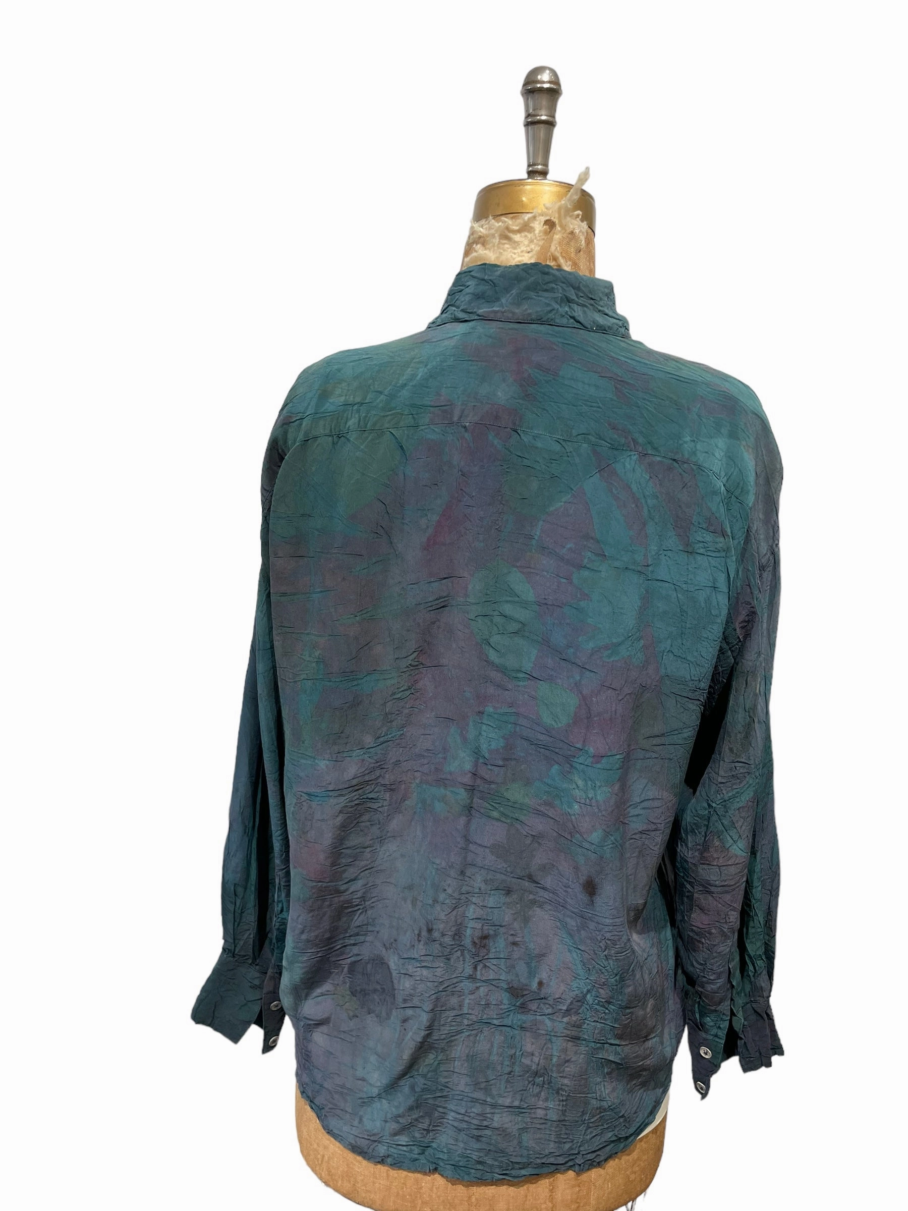 Silk eco dyed long sleeve blouse