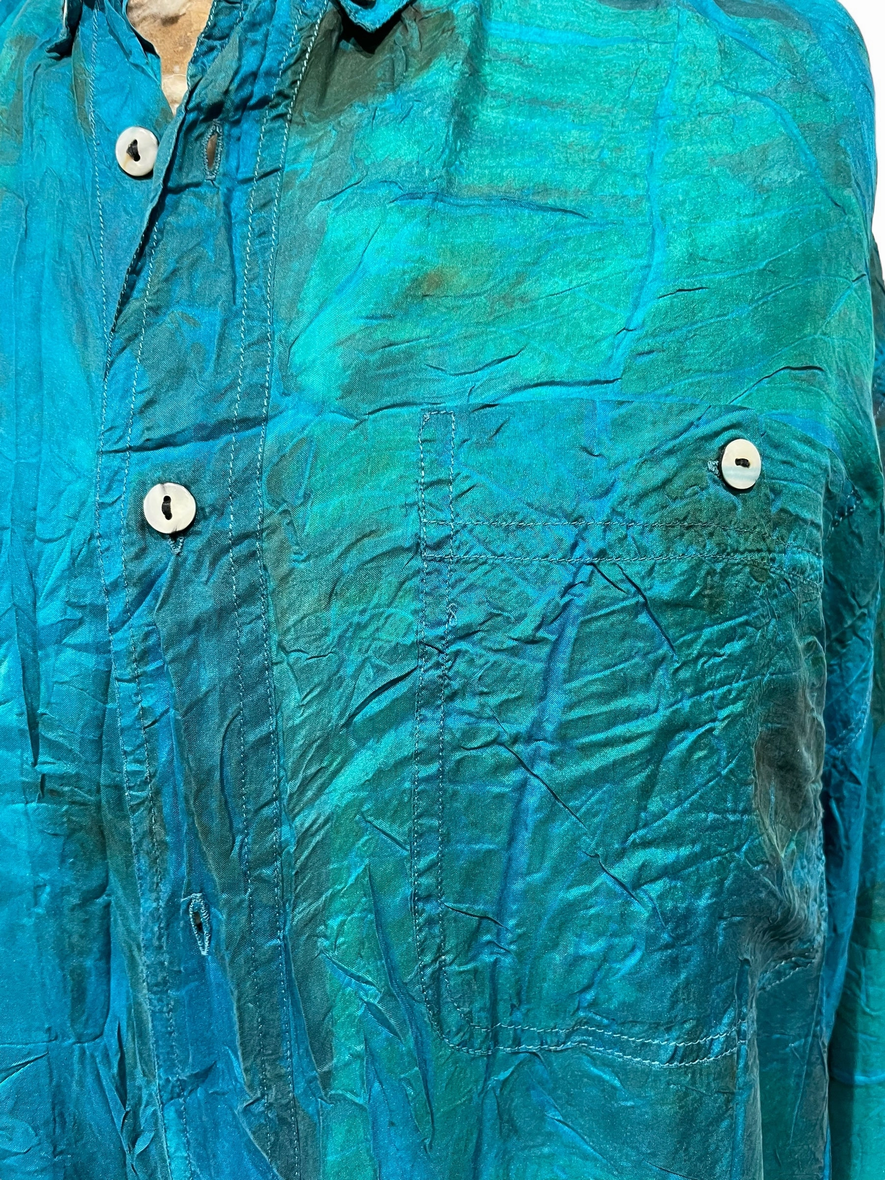 Silk eco dyed long sleeve blouse
