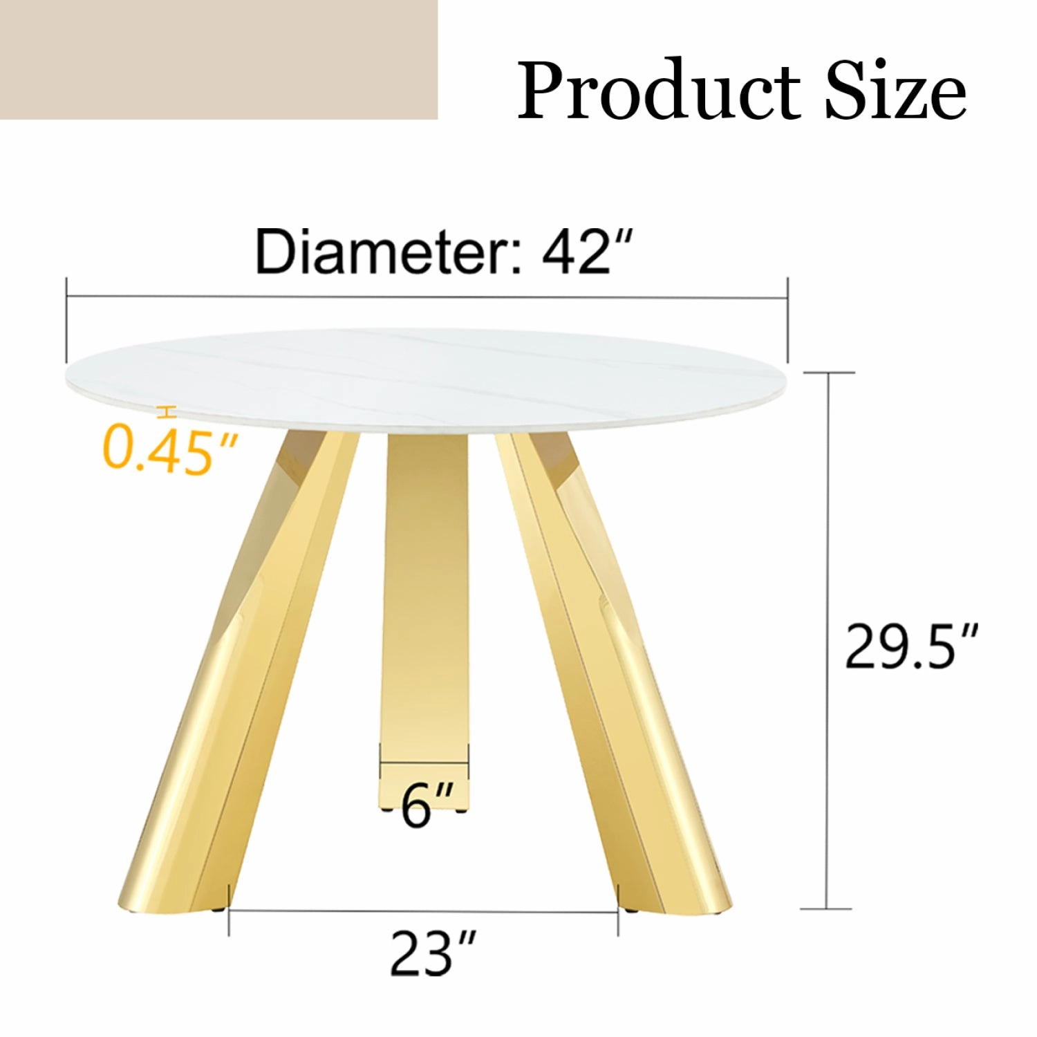 Streamdale 42" White Marble Round Table Gold Legs