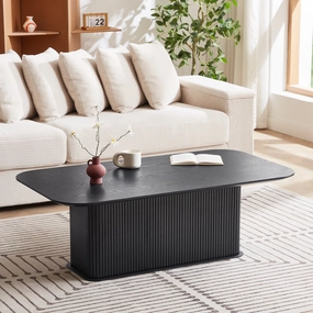 Streamdale Coffee Table Black Oak Wood Surface and Black Metel Feet