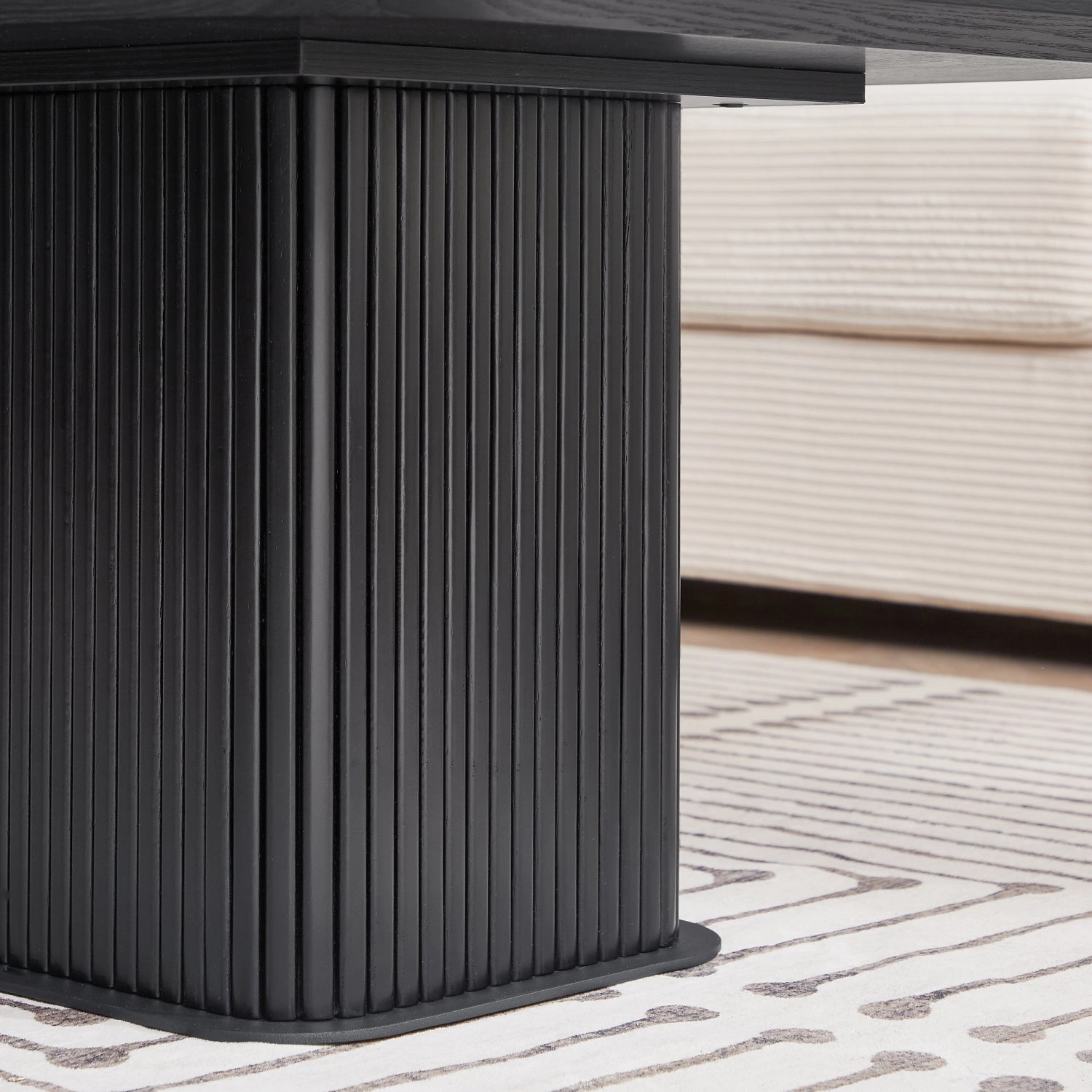 Streamdale Coffee Table Black Oak Wood Surface and Black Metel Feet