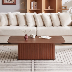 Streamdale Coffee Table Walnut Wood Surface and Black Metel Feet