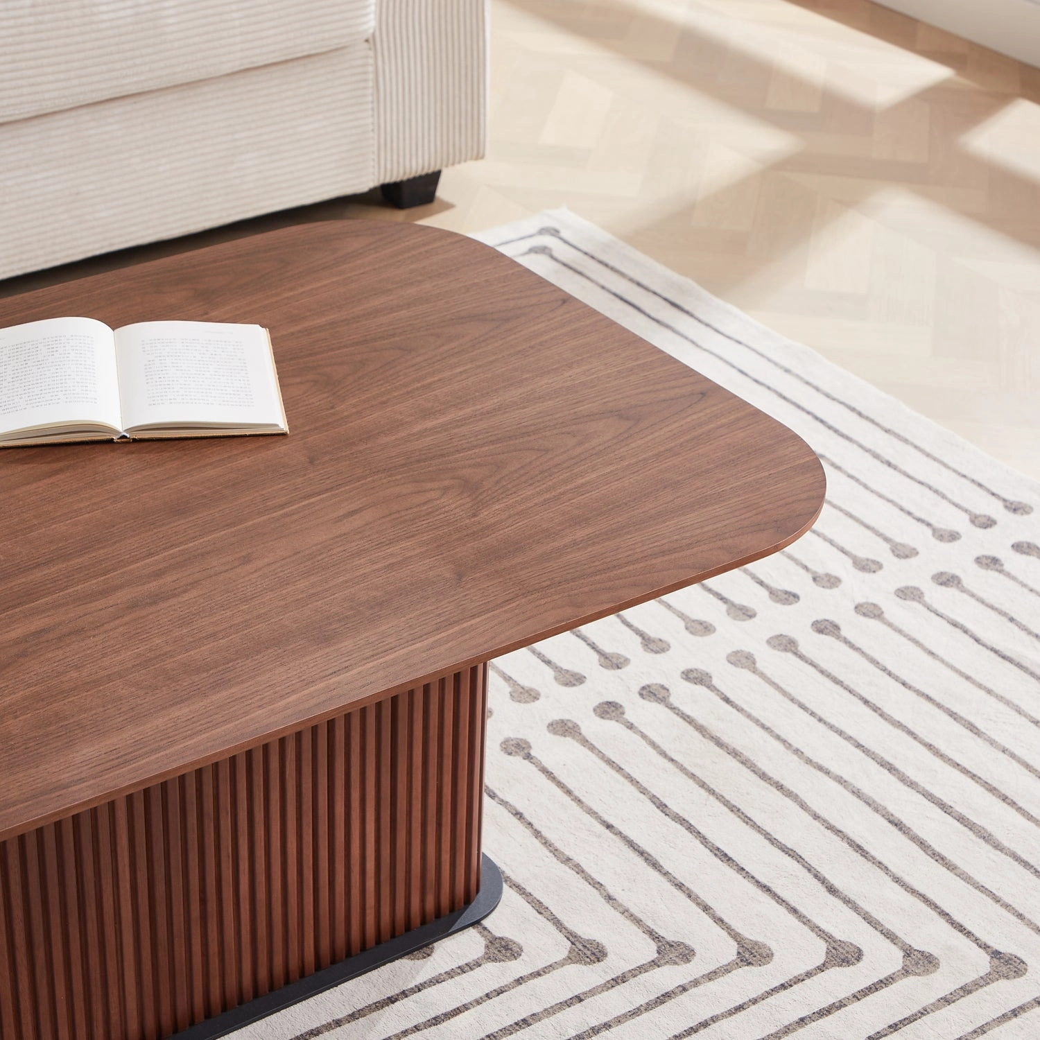 Streamdale Coffee Table Walnut Wood Surface and Black Metel Feet