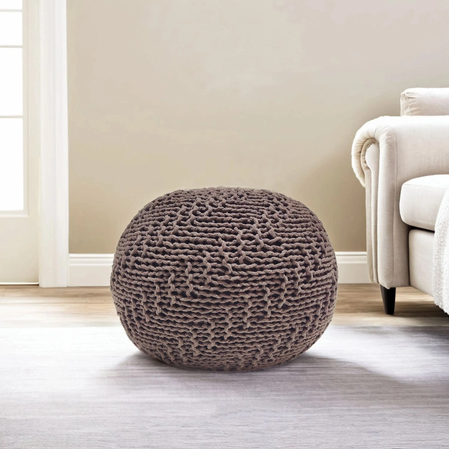 Streamdale Knit Weave Pouf - Modern Indoor/Outdoor Ottoman
