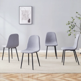 Streamdale Light Gray Linen Dining Chairs (Set of 4) - Black Metal Legs