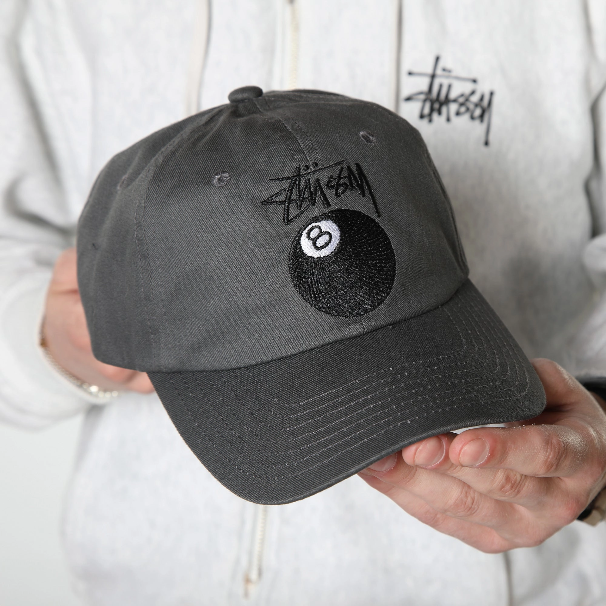 Stüssy Stock 8 Ball Low Pro Cap Grey