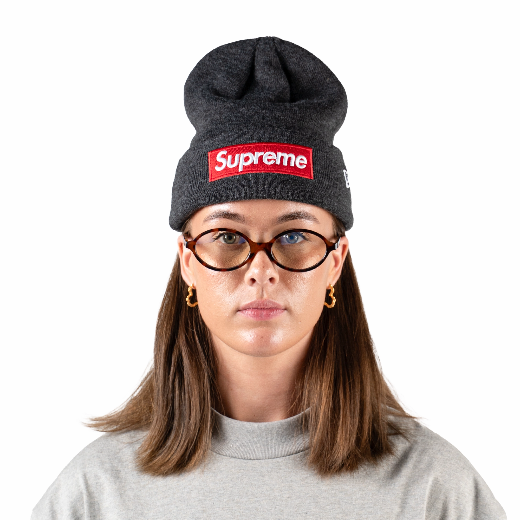 Supreme New Era Box Logo Beanie (FW21) Charcoal