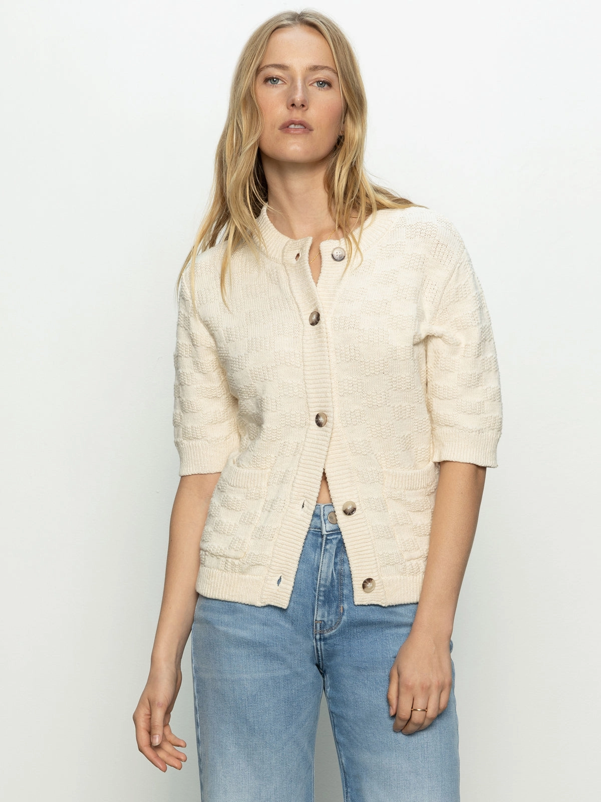Textured Knitted Jacket Eco Natural