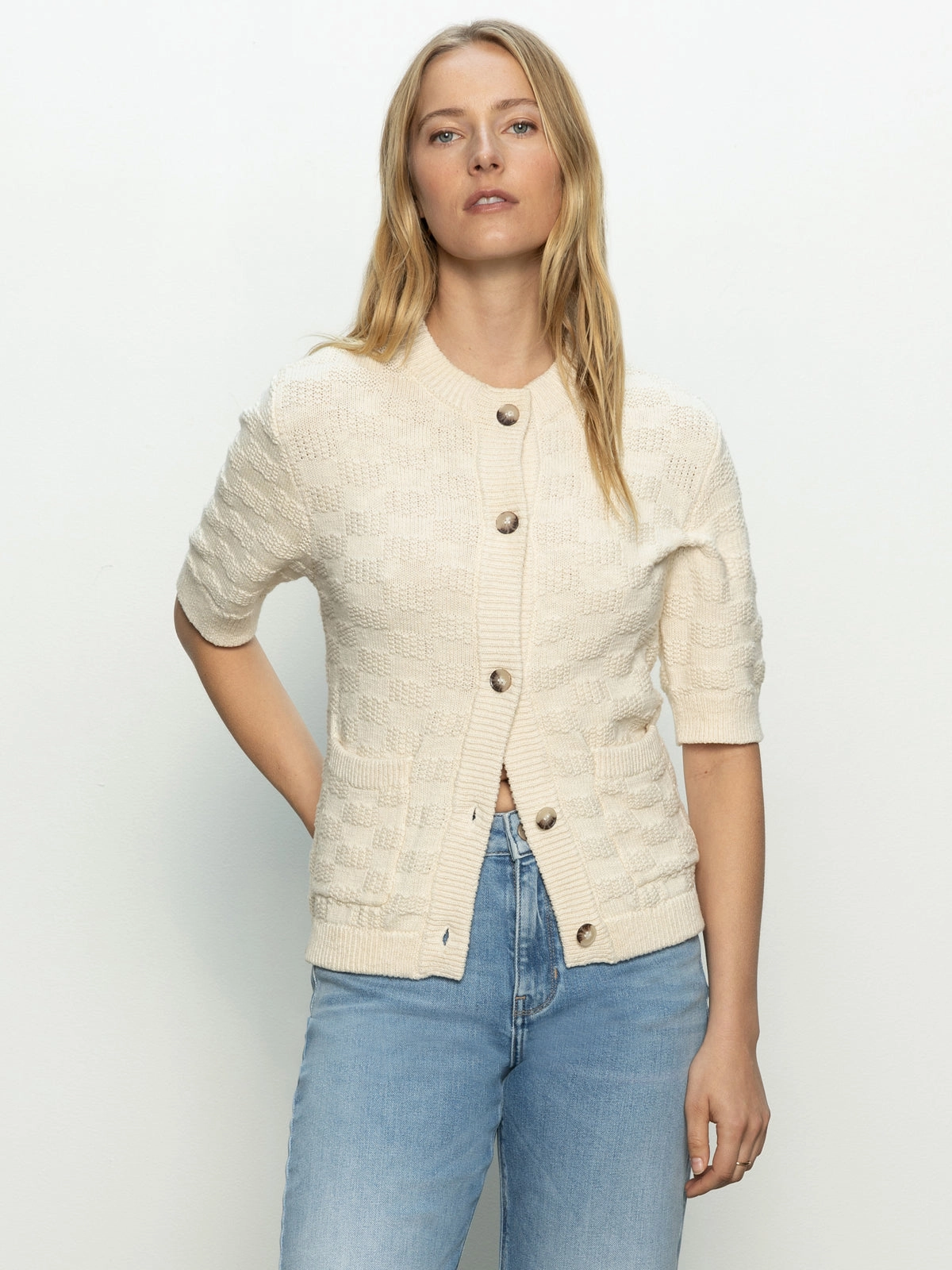 Textured Knitted Jacket Eco Natural