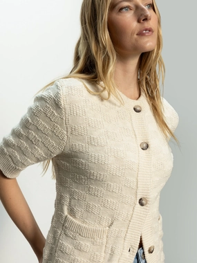 Textured Knitted Jacket Eco Natural